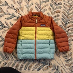 Patagonia Kids' Red and Yellow Puffer Jacket